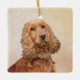 Engelse Cocker Spaniel Paining - Originele Dog Art Keramisch Ornament