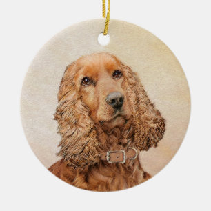 Engelse Cocker Spaniel Paining - Originele Dog Art Keramisch Ornament
