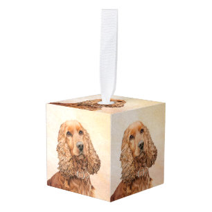 Engelse Cocker Spaniel Paining - Originele Dog Art Kubus Ornament