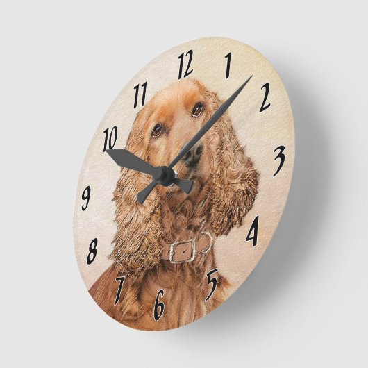 Engelse Cocker Spaniel Paining - Originele Dog Art Ronde Klok (Hoek)