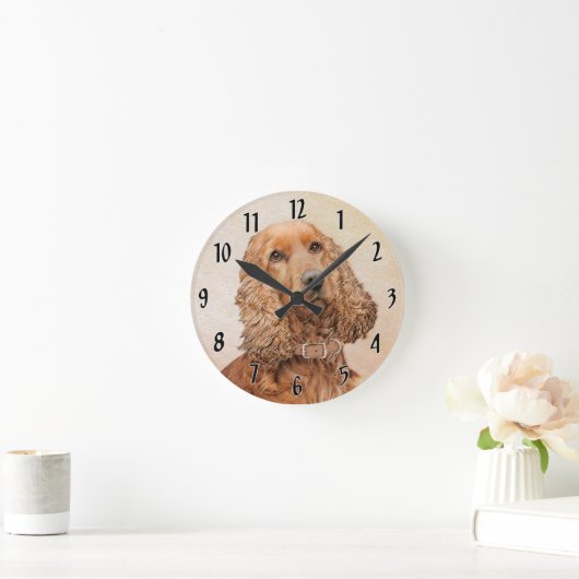Engelse Cocker Spaniel Paining - Originele Dog Art Ronde Klok (Huis)