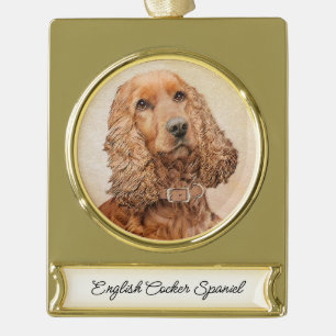 Engelse Cocker Spaniel Paining - Originele Dog Art Verguld Banner Ornament