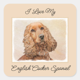 Engelse Cocker Spaniel Paining - Originele Dog Art Vierkante Sticker