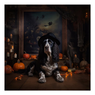 Engelse Cocker Spaniel Pompoenen Halloween Griezel Perfect Poster