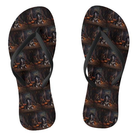 Engelse Cocker Spaniel Pompoenen Halloween Griezel Teenslippers (Voetbed)