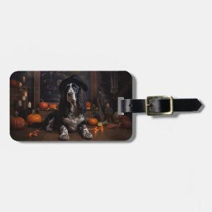 Engelse Cocker Spaniel Pompoenen Halloween Scary Bagagelabel