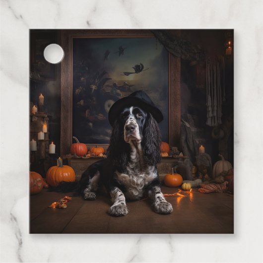Engelse Cocker Spaniel Pompoenen Halloween Scary Bedankjes Labels (Voorkant)