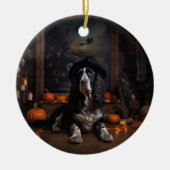 Engelse Cocker Spaniel Pompoenen Halloween Scary Keramisch Ornament (Voorkant)