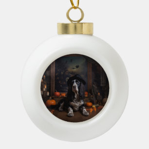 Engelse Cocker Spaniel Pompoenen Halloween Scary Keramische Bal Ornament