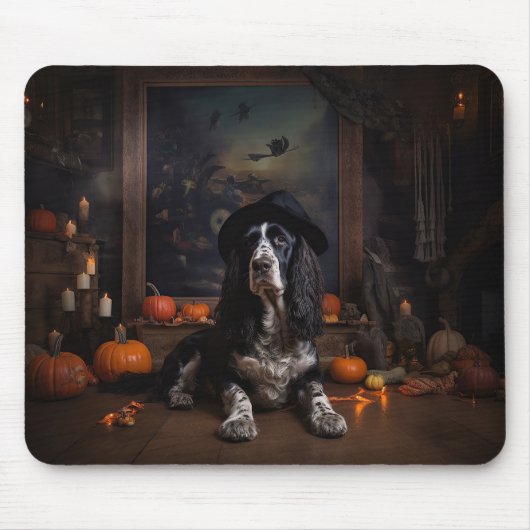 Engelse Cocker Spaniel Pompoenen Halloween Scary Muismat (Voorkant)
