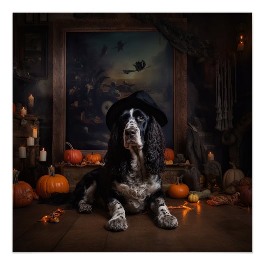 Engelse Cocker Spaniel Pompoenen Halloween Scary Perfect Poster (Voorkant)
