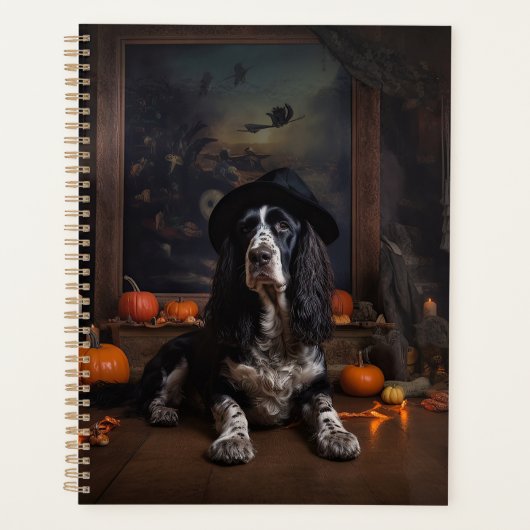 Engelse Cocker Spaniel Pompoenen Halloween Scary Planner (Voorkant)