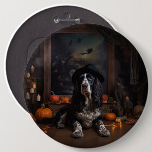 Engelse Cocker Spaniel Pompoenen Halloween Scary Ronde Button 6,0 Cm