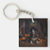 Engelse Cocker Spaniel Pompoenen Halloween Scary Sleutelhanger (Voorkant)