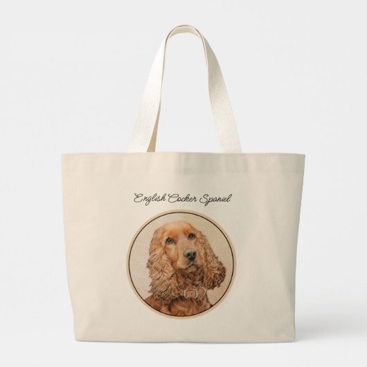 Engelse Cocker Spaniel Schilderen Originele Hond K Grote Tote Bag (Achterkant)