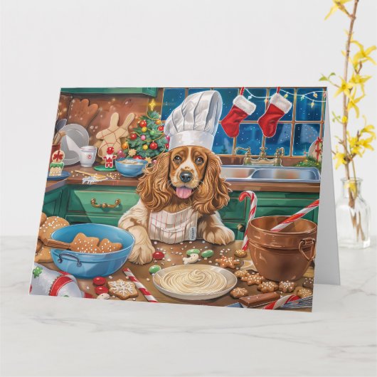 Engelse Cocker Spaniel Vakantie Bakken: Kerstmis Kaart (Gele Bloem)