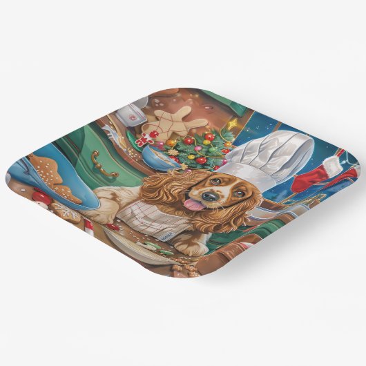 Engelse Cocker Spaniel Vakantie Bakken: Kerstmis Papieren Bordje (Gebogen)