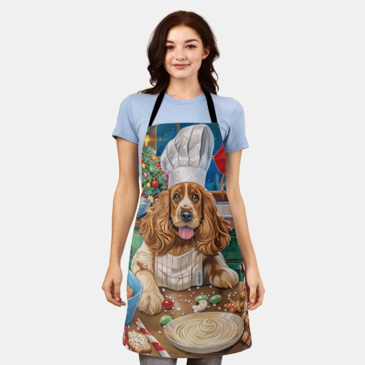 Engelse Cocker Spaniel Vakantie Bakken: Kerstmis Schort (Gedragen)