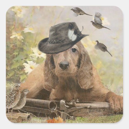 Engelse Cocker Spaniel Vierkante Sticker (Voorkant)