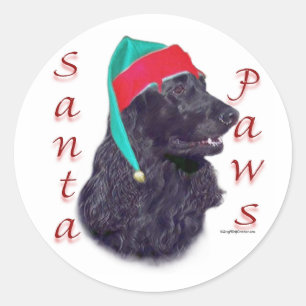 Engelse Cocker Spaniel (zwart) Santa Paws Ronde Sticker