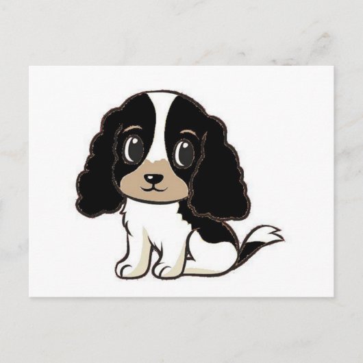 engelse cocker spaniel zwart wit en tan cartoon briefkaart (Voorkant)