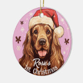 Engelse Cocker Spaniel's Eerste Kerstmis Keramisch Ornament (Links)