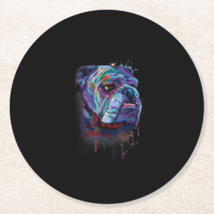 Engelse Colorful Bulldog Gift A English Bulldog Ronde Kartonnen Onderzetter