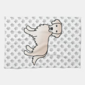 Engelse Cream Golden Retriever Cartoon Dog & Paws Theedoek (Horizontaal)