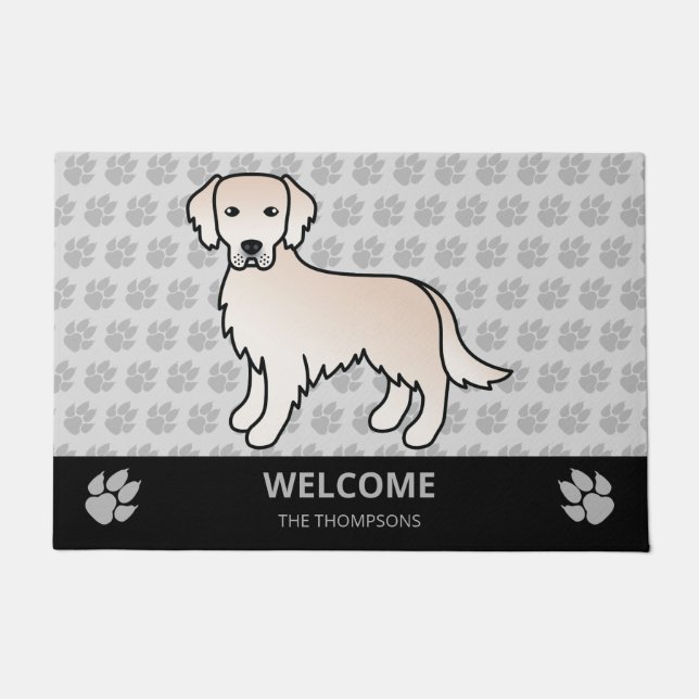 Engelse Cream Golden Retriever Dog & Custom Text Deurmat (Voorkant)