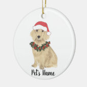 Engelse Crème Dachshund Sinterklaas Kerstmis Keramisch Ornament (Links)