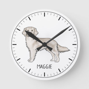 Engelse Crème Goud Retriever Hond Aangepaste Naam Ronde Klok