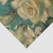 Engelse crème rozen gouden folie smaragd diep groe tissuepapier (Detail)
