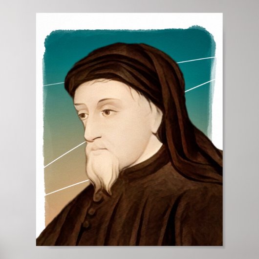 Engelse dichter Geoffrey Chaucer illustratie Poster (Voorkant)