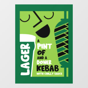 Engelse Doner Kebab Raamsticker