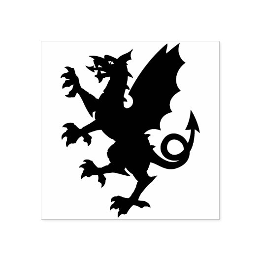 engelse drakenstempel 	rubberstempel (Afrduk)