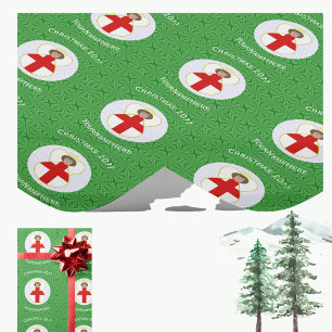 Engelse engel kerst vlag gepersonaliseerd cadeaupapier