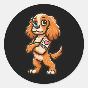 Engelse Er Spaniel Ik hou van mama Funny Dog Tatto Ronde Sticker