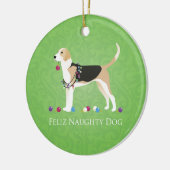 Engelse feestdag - Feliz Naughty Dog Keramisch Ornament (Links)