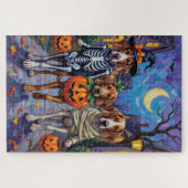 Engelse Foxhound Dogs Trick-or-Treating Halloween Legpuzzel (Horizontaal)