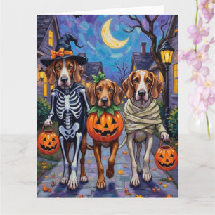 Engelse Foxhound Honden Trick-or-Treating Hallowee Kaart