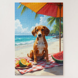 Engelse Foxhound Strand Ontspanningsscène Legpuzzel