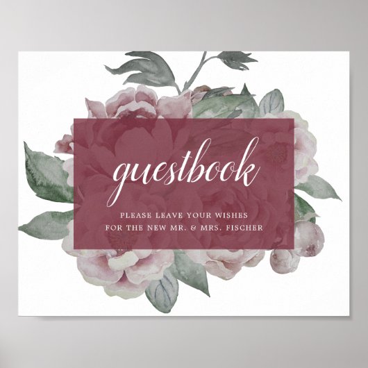 Engelse Garden Marsala Wedding Guestbook Poster (Voorkant)
