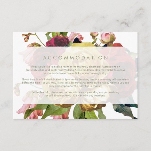 Engelse Garden  Roos Wedding bijlage kaart (Voorkant)