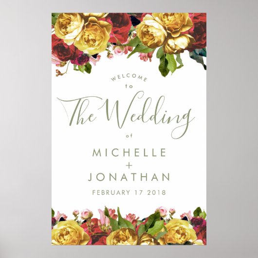 Engelse Garden Rozen Weddenschap Welkom Poster (Voorkant)