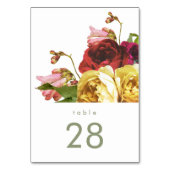 Engelse Garden Rozen Wedding Table Numbers Kaart (Voorkant)