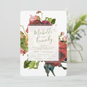 Engelse Garden  Rozen Wedding Uitnodiging (Staand voorkant)