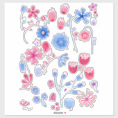 Engelse Garden Waterverf Flowers Sticker (Vel)