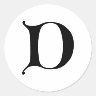 Engelse Gothic Monogram letter D Ronde Sticker