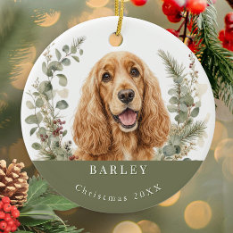 Engelse Gouden Cocker Spaniel Aquarel Kerstmis Keramisch Ornament