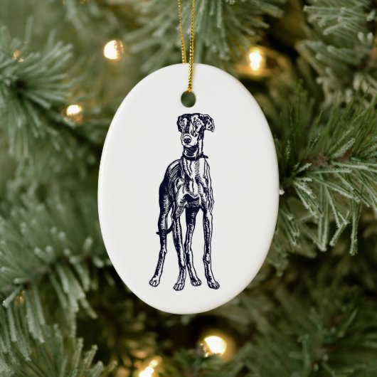 Engelse Greyhound Keramisch Ornament (Boom)